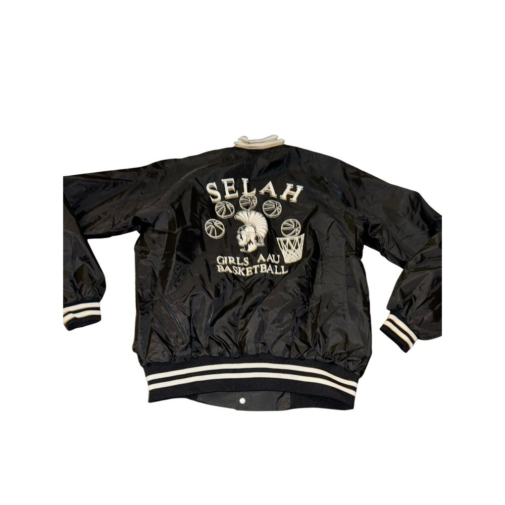Hartwell Girls Basketball jacket Chalk Line‎ vintage Black made in USA bomber L